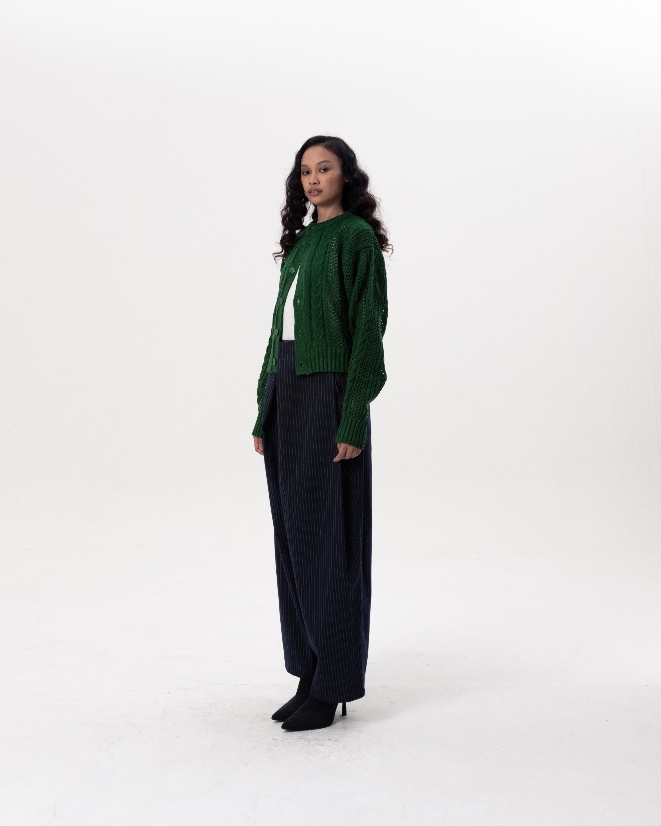 NETWORK CABLE CARDIGAN - GREEN
