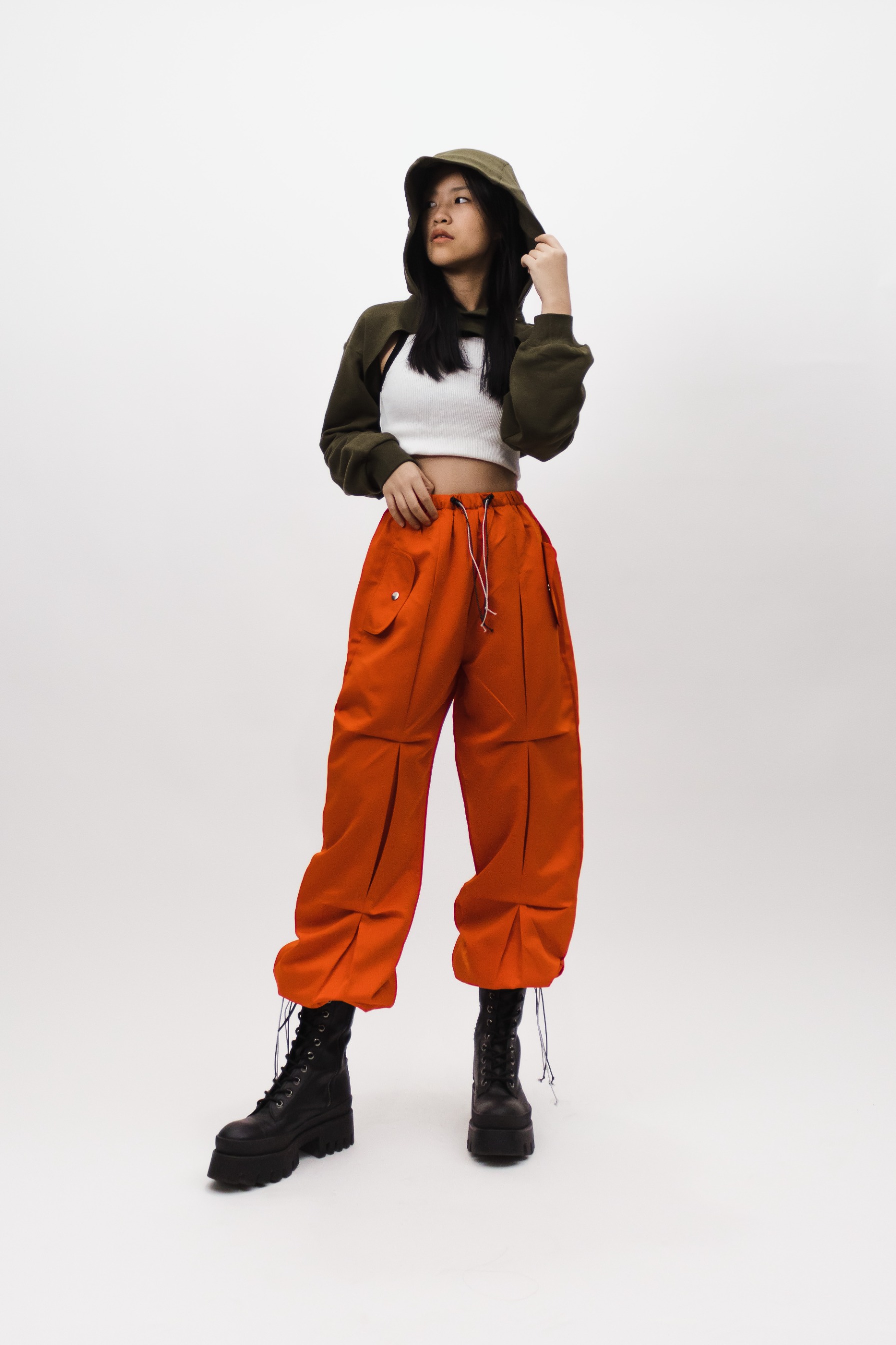 COSMIC CROPPED HOODIE - ARMY