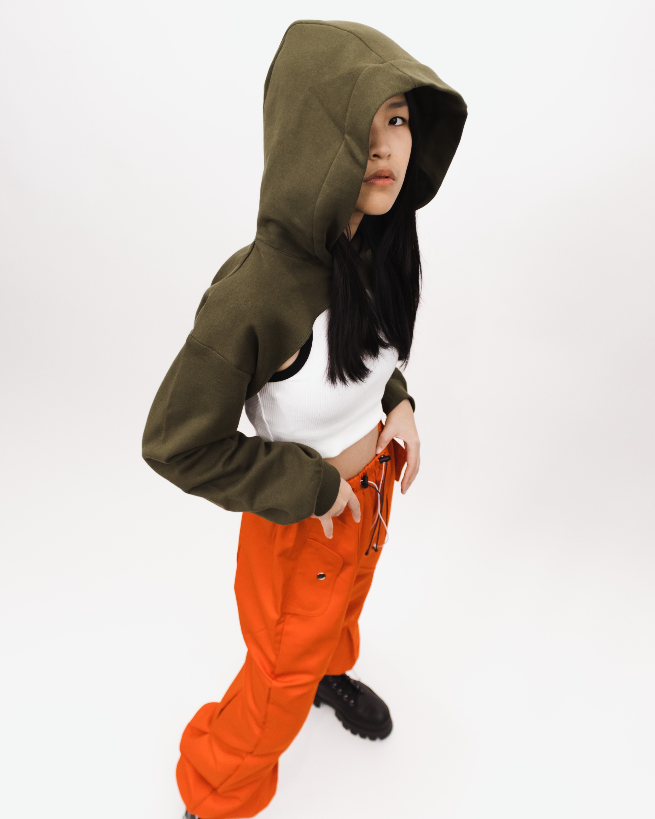 COSMIC CROPPED HOODIE - ARMY
