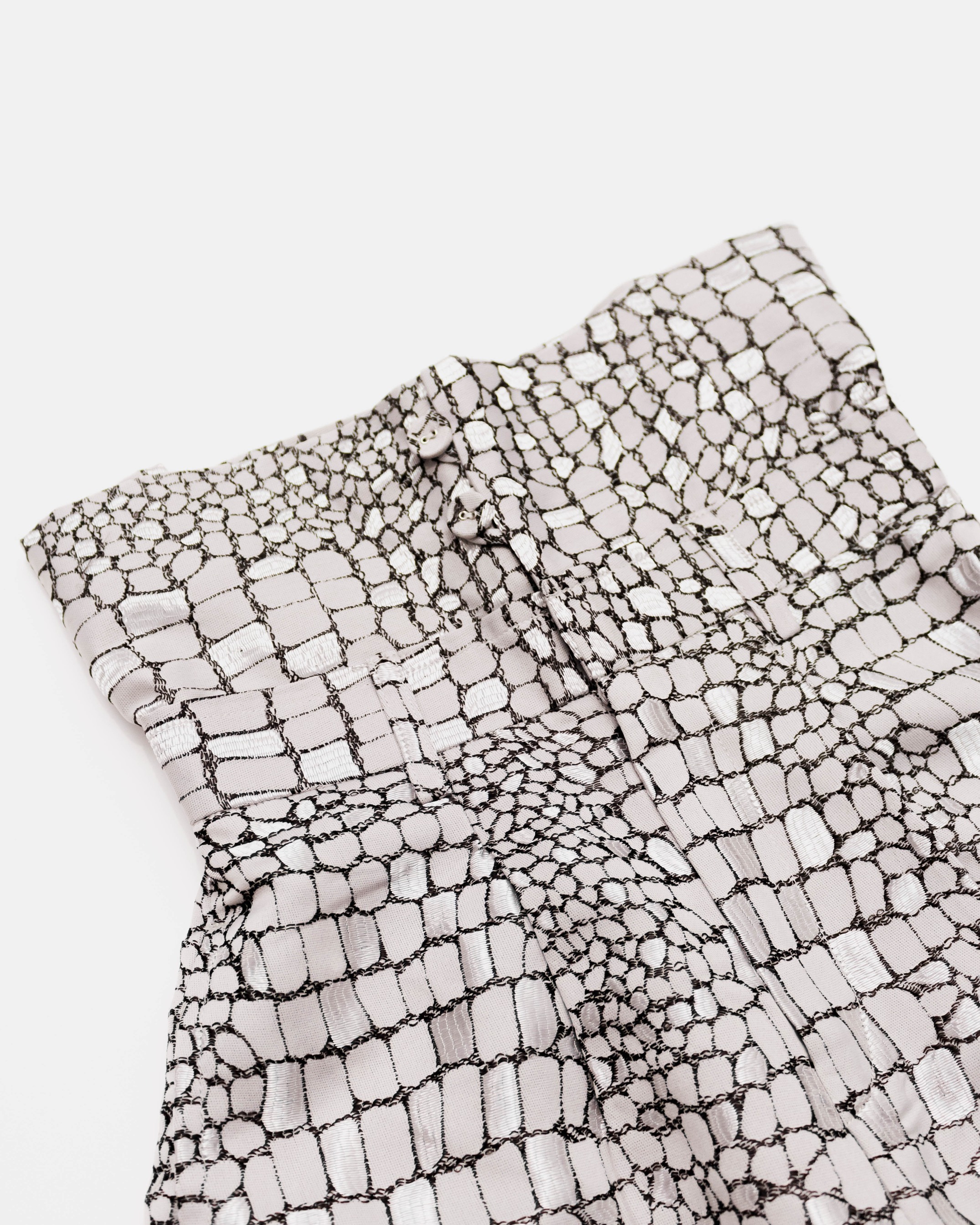 FOLDED JACQUARD TROUSERS - WHITE
