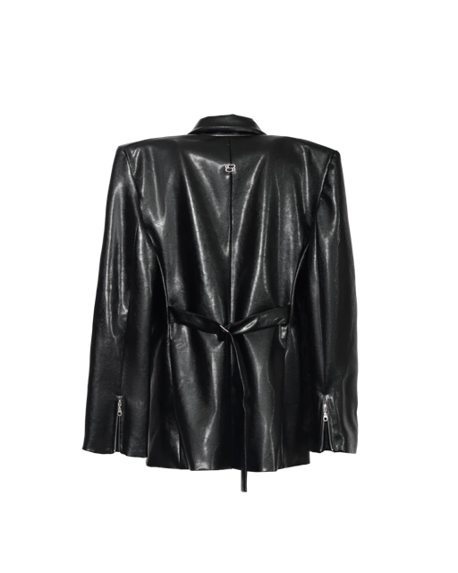 Image of SLAB STRUCTURED BLAZER - FAUX LEATHER