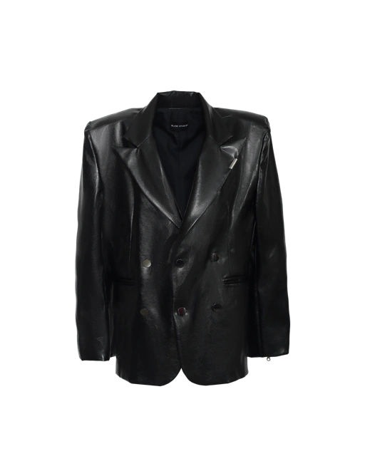 Image of SLAB STRUCTURED BLAZER - FAUX LEATHER