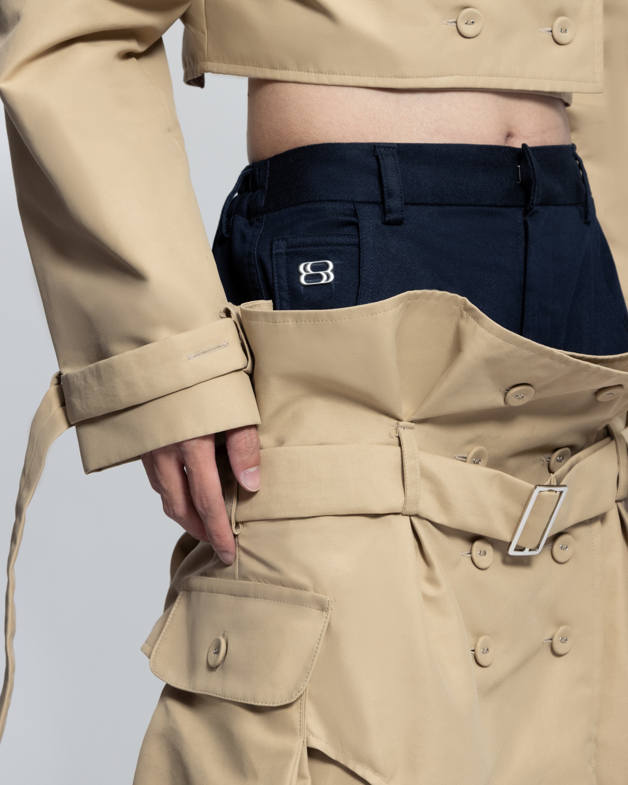 STACKED TRENCH SKIRT