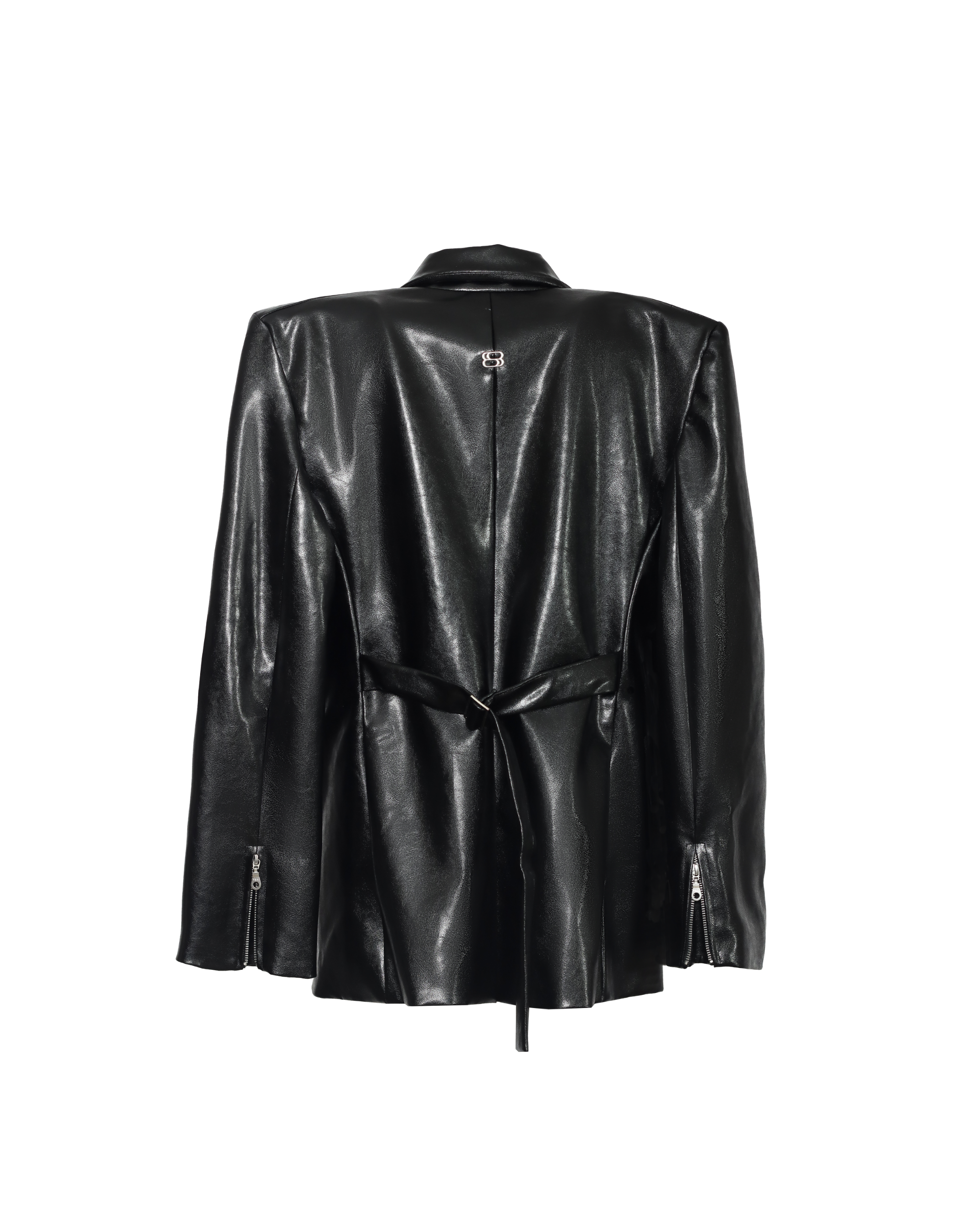 SLAB STRUCTURED BLAZER - FAUX LEATHER
