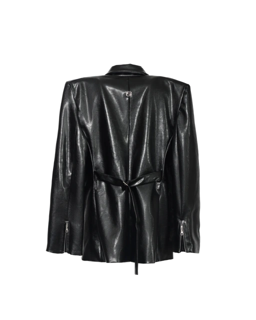 Image of SLAB STRUCTURED BLAZER - FAUX LEATHER