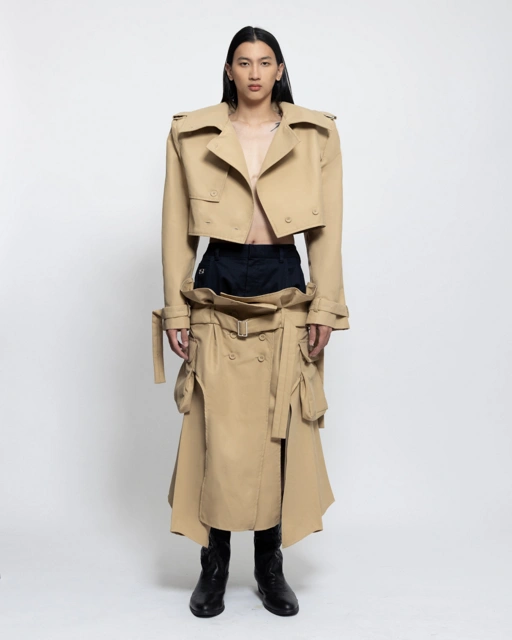 Image of STACKED TRENCH SKIRT