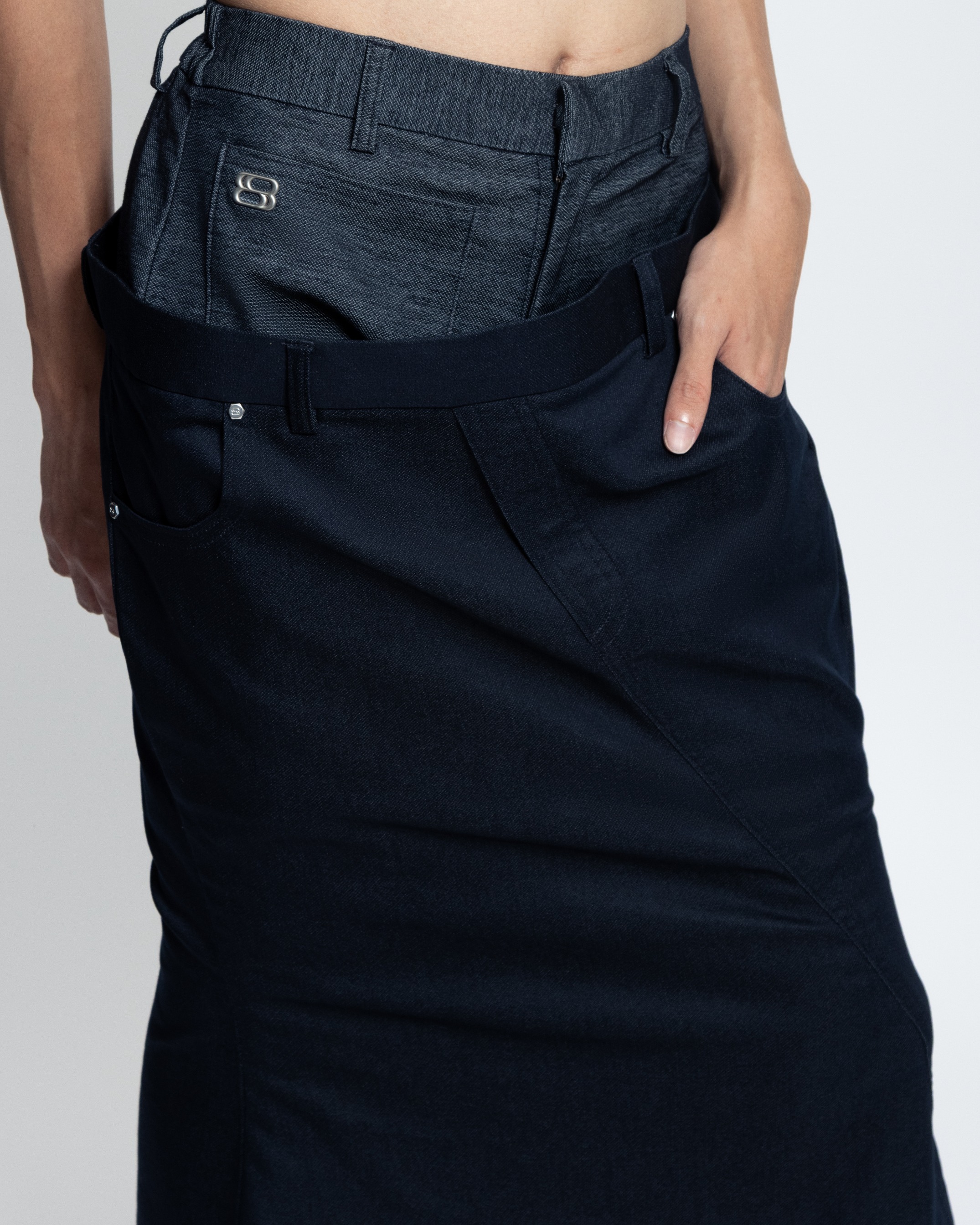 TILT MAXI SKIRT - BLUE DENIM
