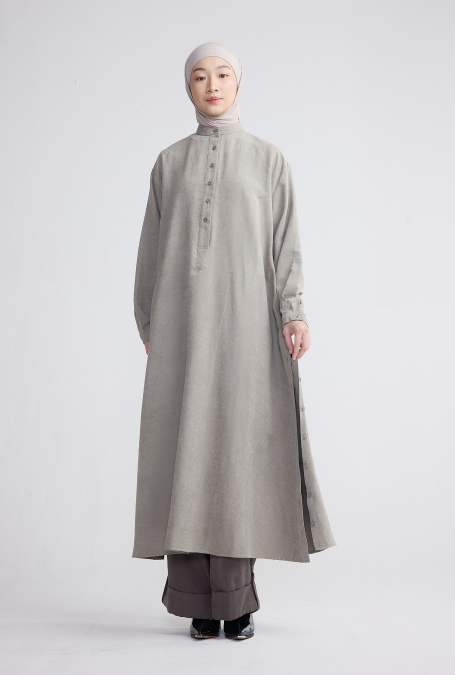 RONA DRESS GREY OLIVE