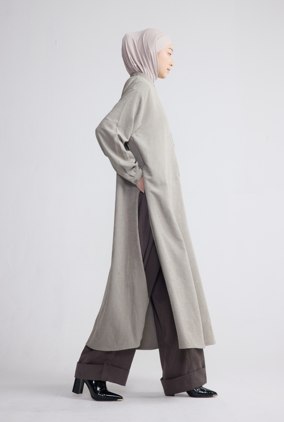 RONA DRESS GREY OLIVE
