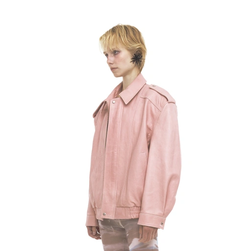 Image of OVERSIZE LEATHER JACKET [PINK]