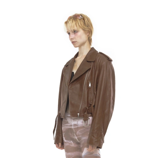 Image of RIDER LEATHER JACKET [BROWN]