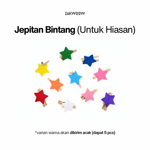 Image of Zakwoowstyle Jepitan Bintang Dikirim Random | Jepitan Polaroid Bintang | Wodden Clip | Jepitan Kayu