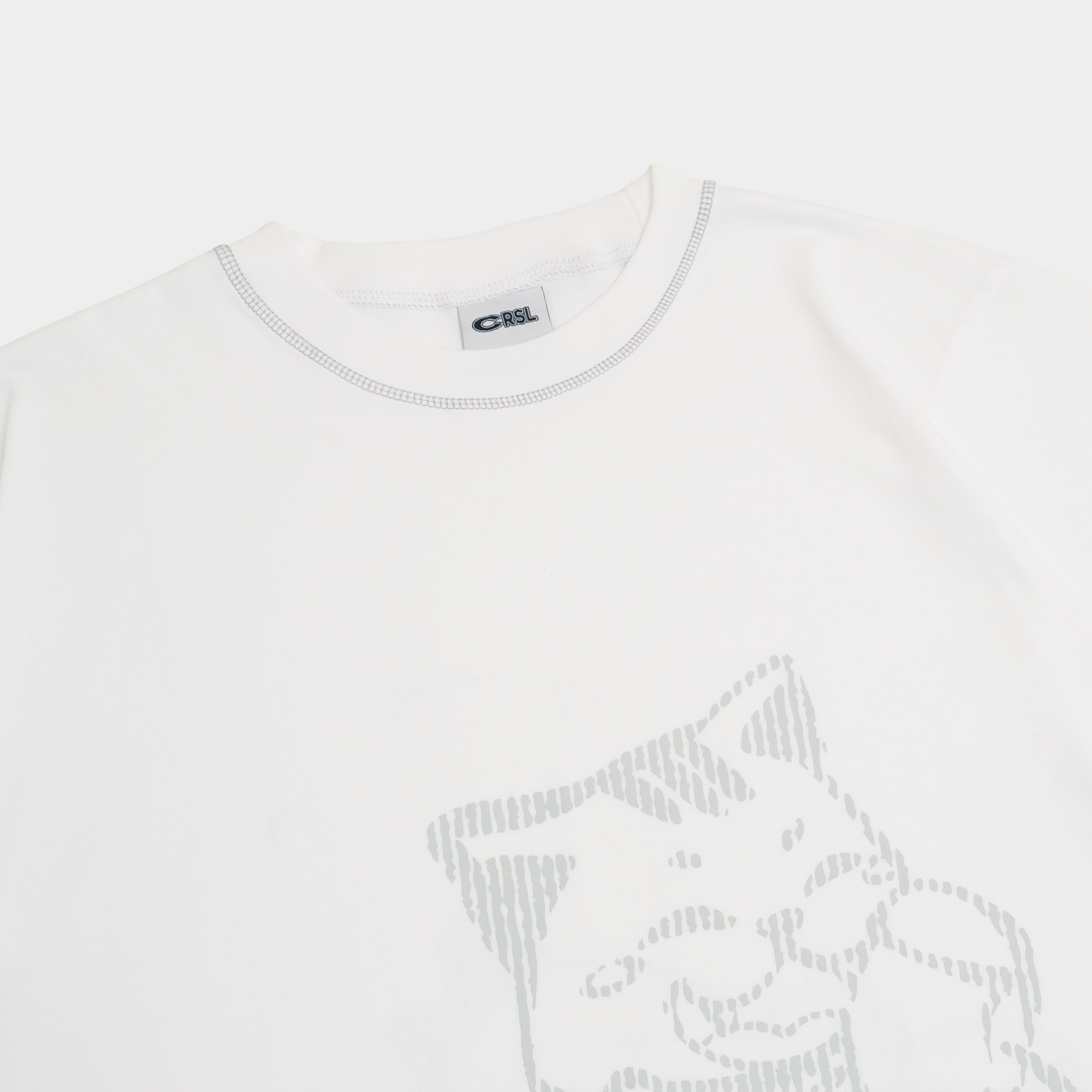 CRSL Loopie Tees White | T-shirt White Cotton | Kaos Boxy Fit Reguler | Kaos Casual Pria Wanita Oversize