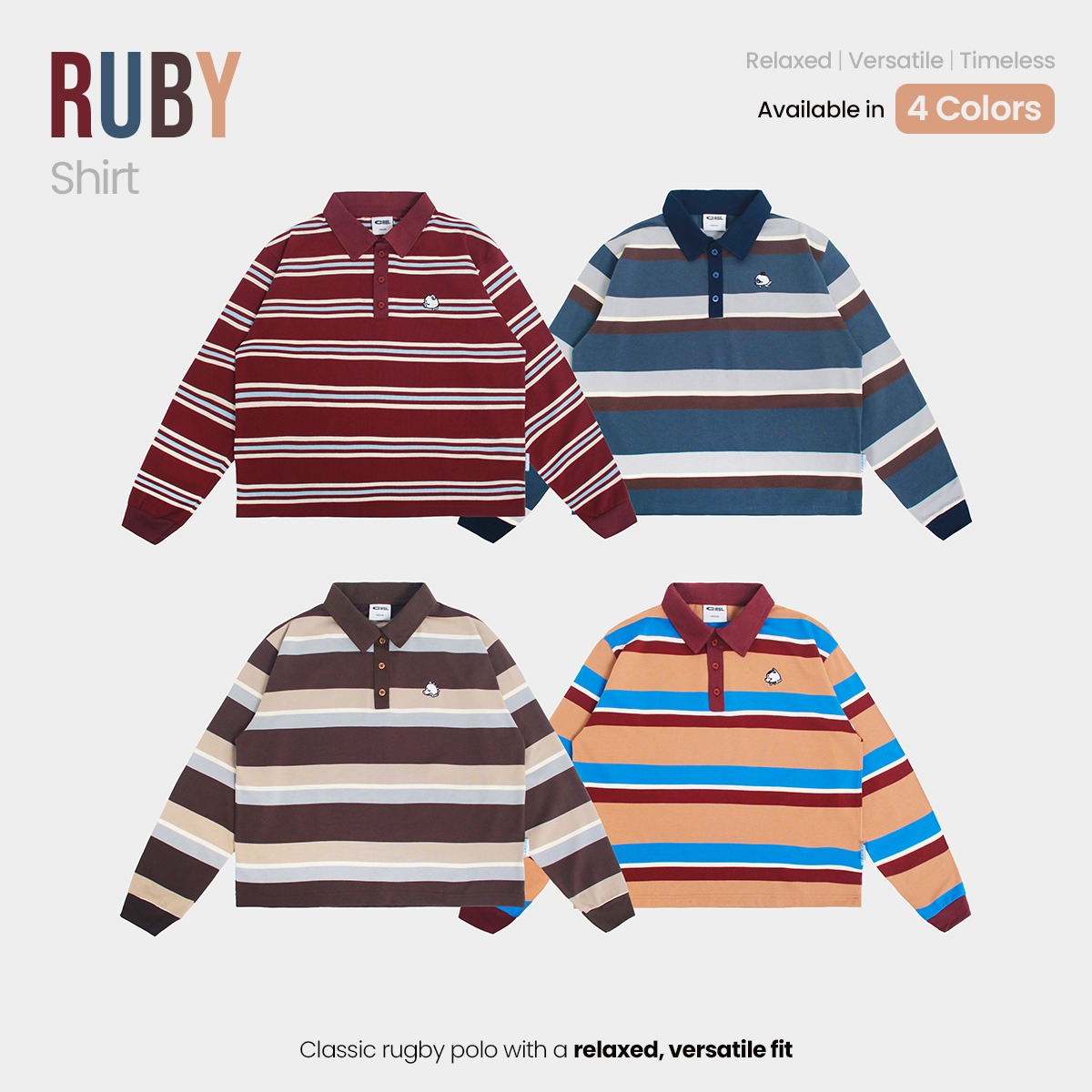 CRSL Ruby Polo Stripe | Polo Shirt Wanita Boxy Stripe | Boxy Longsleeve 