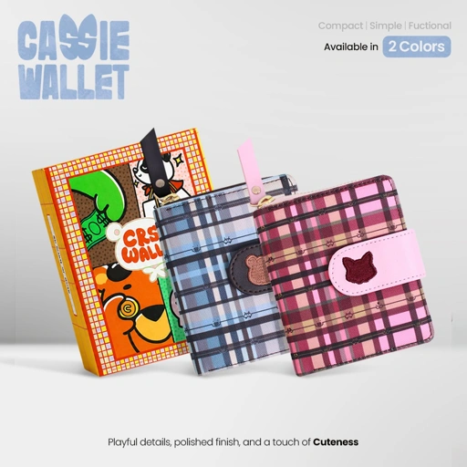 CRSL Cassie Wallet | Dompet Lipat Canvas Wanita Pattern Plaid | Compact & Stylish
