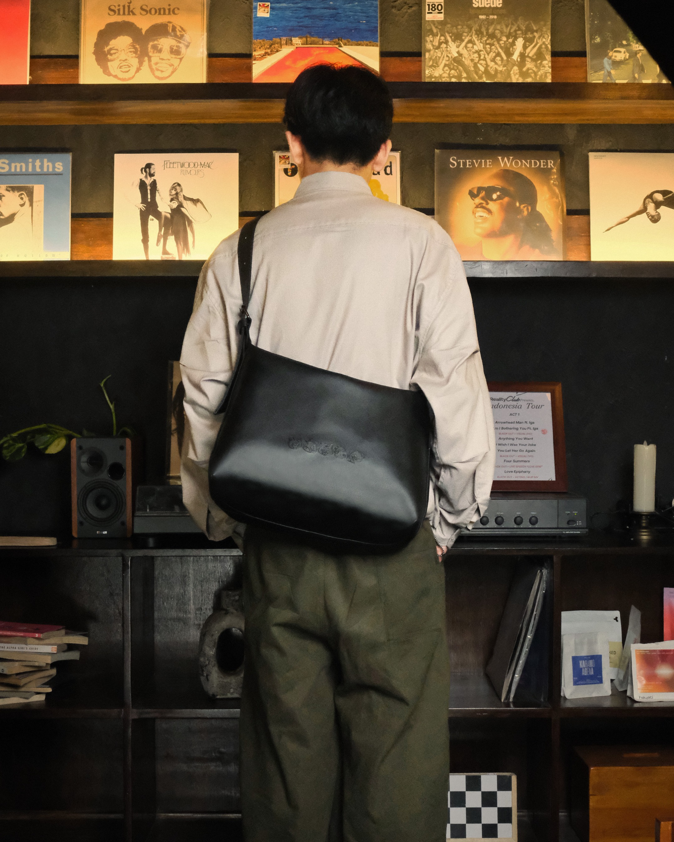 CRSL Elio Sling bag Black | Tas Slempang Laptop Leather Pria Wanita Splashproof Shoulder Bag Unisex