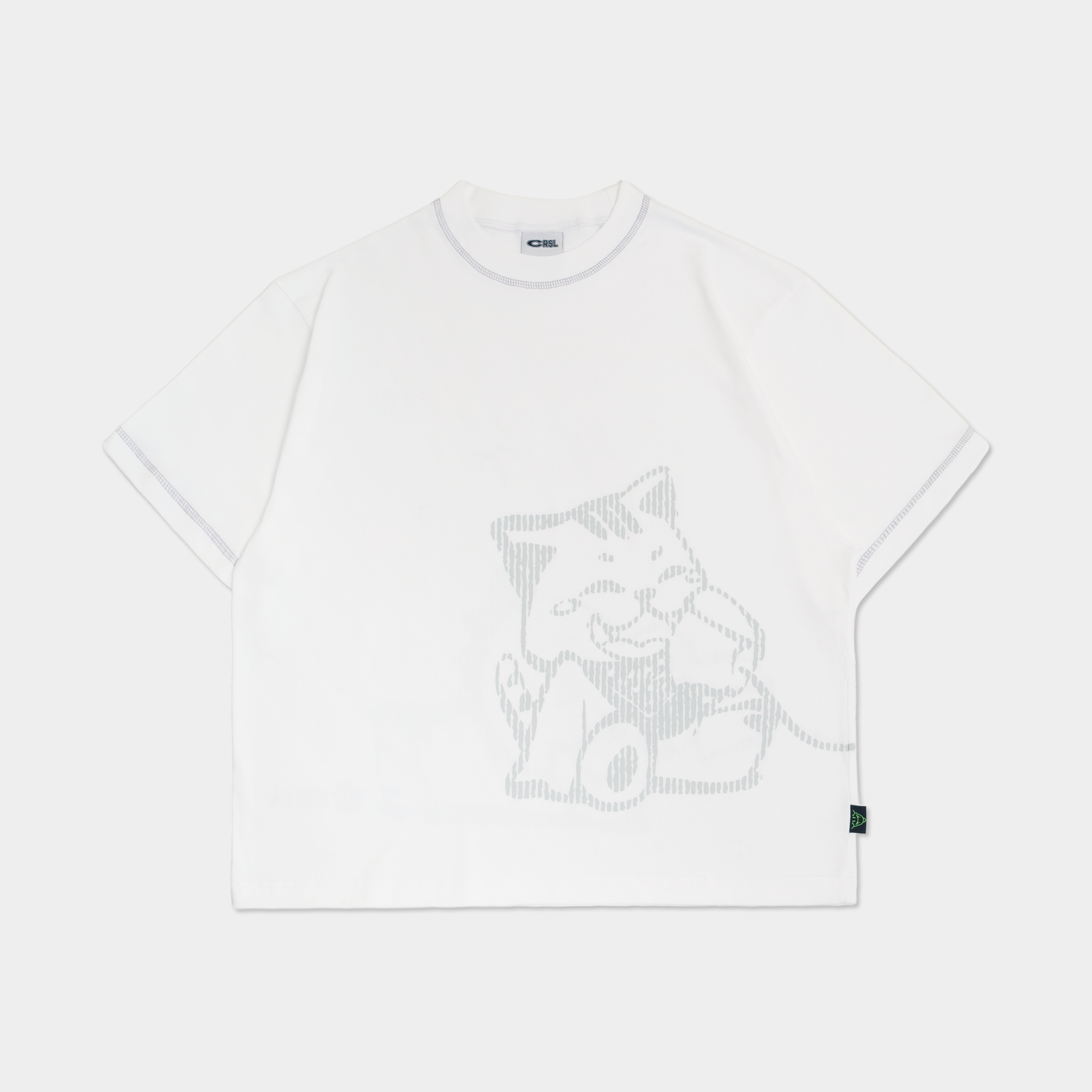 CRSL Loopie Tees White | T-shirt White Cotton | Kaos Boxy Fit Reguler | Kaos Casual Pria Wanita Oversize