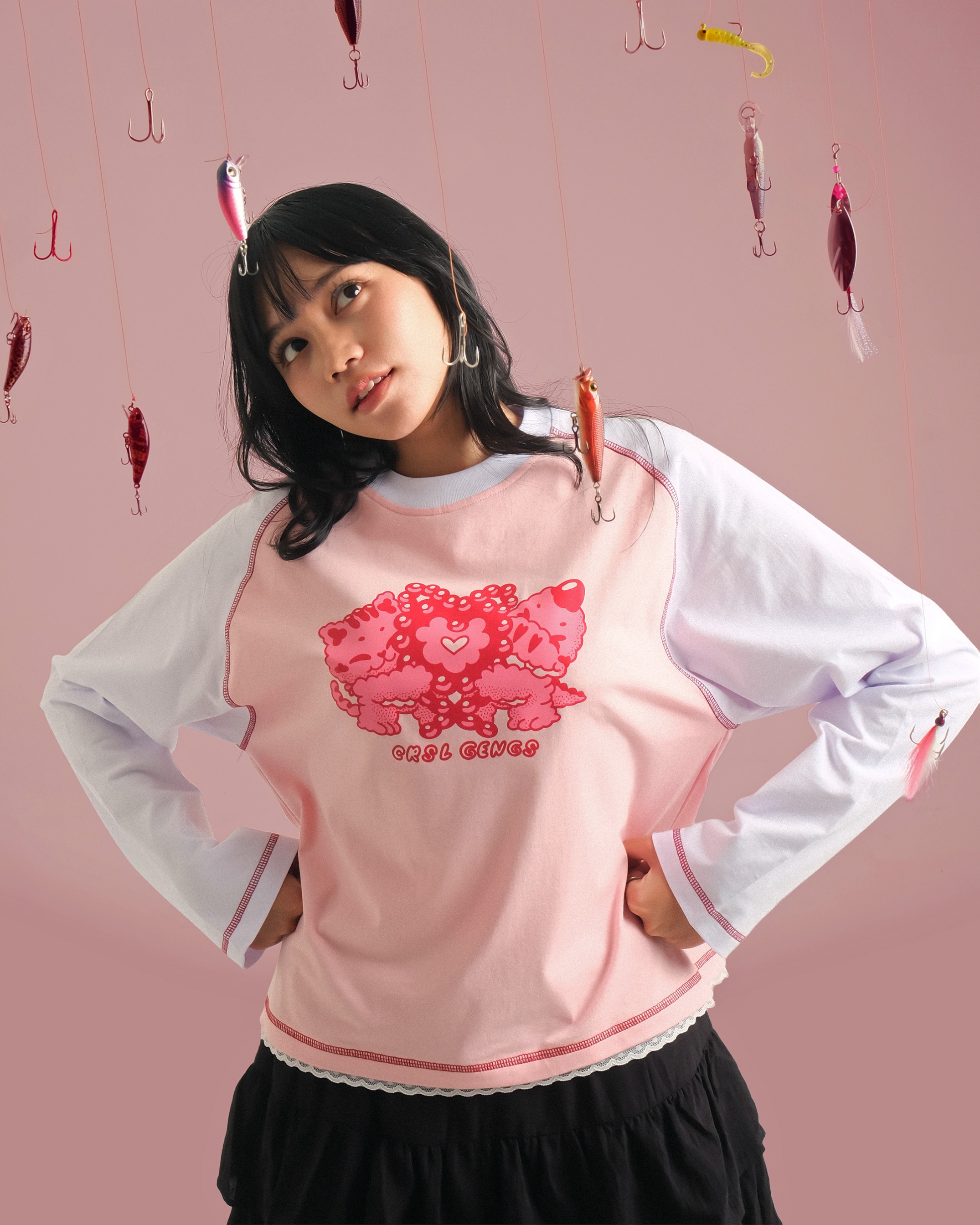 CRSL Pearl Tees | Kaos Lengan Panjang | Long Sleeve Boxy T-Shirt Wanuta | Atasan Wanita Lengan Panjang Boxy Fit Reguler