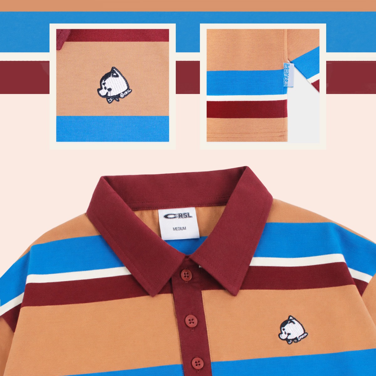 CRSL Ruby Polo Stripe | Polo Shirt Wanita Boxy Stripe | Boxy Longsleeve 