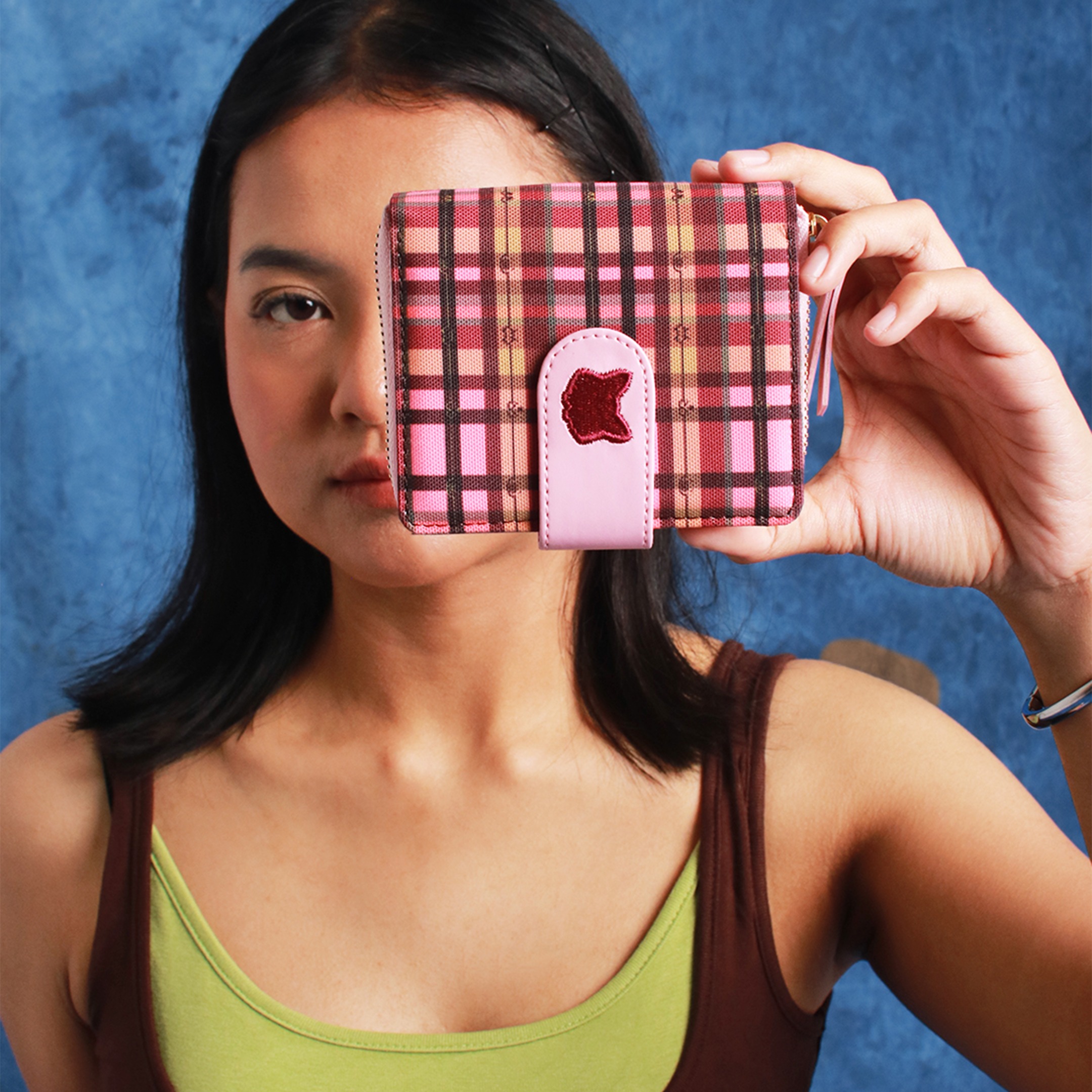 CRSL Cassie Wallet | Dompet Lipat Canvas Wanita Pattern Plaid | Compact & Stylish