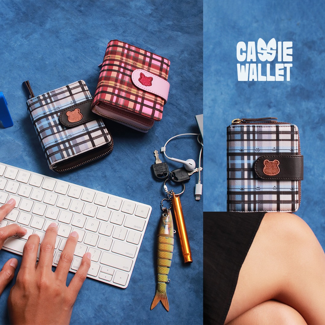 CRSL Cassie Wallet | Dompet Lipat Canvas Wanita Pattern Plaid | Compact & Stylish