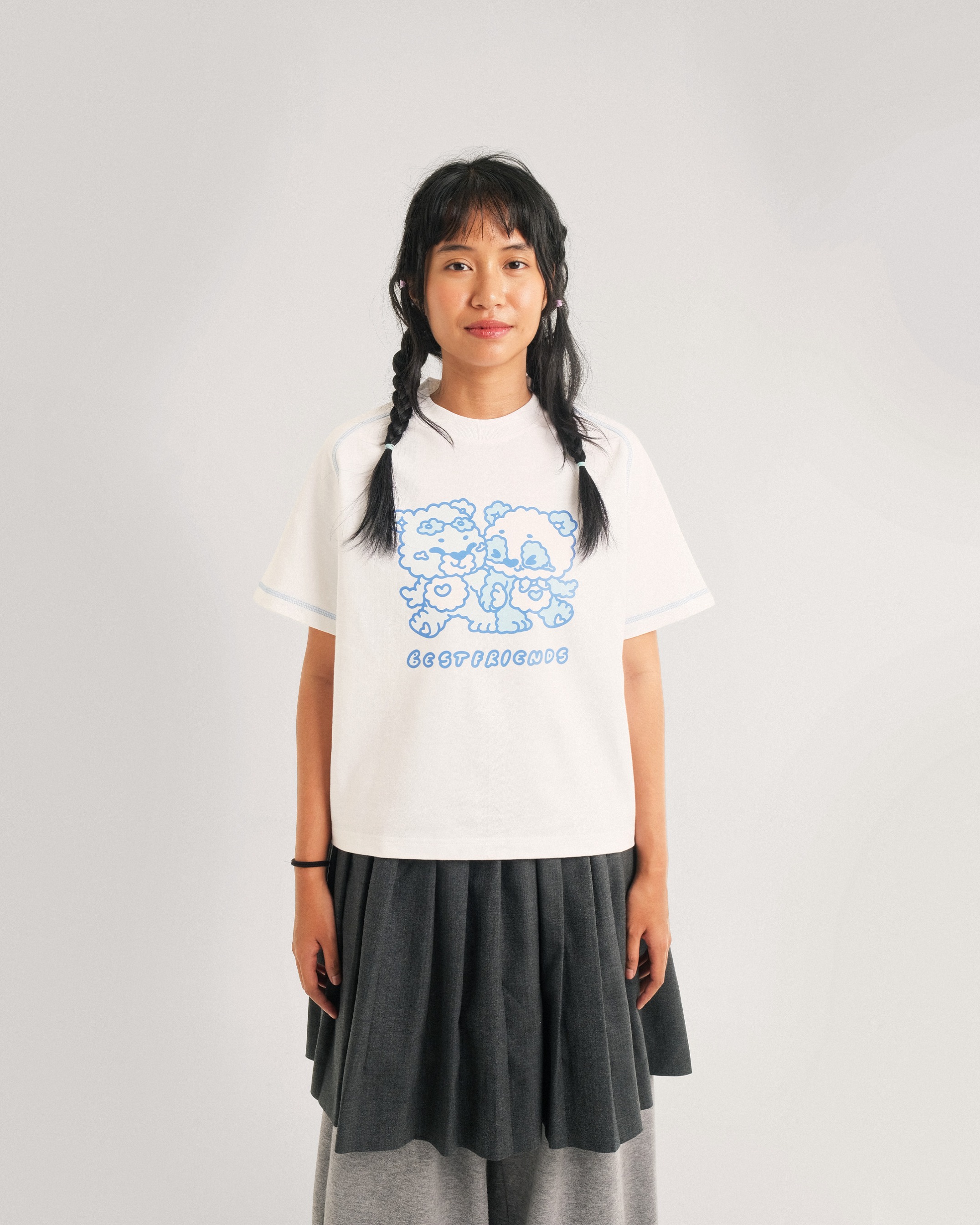 CRSL Cloud Tees | T-shirt White Cotton | Boxy Fit Wanita Heavyweight | Kaos Sablon