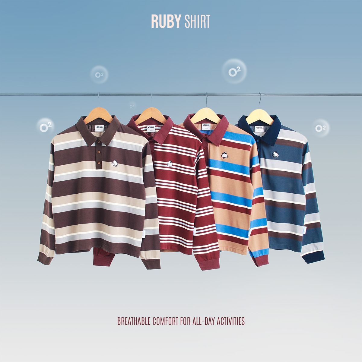 CRSL Ruby Polo Stripe | Polo Shirt Wanita Boxy Stripe | Boxy Longsleeve 
