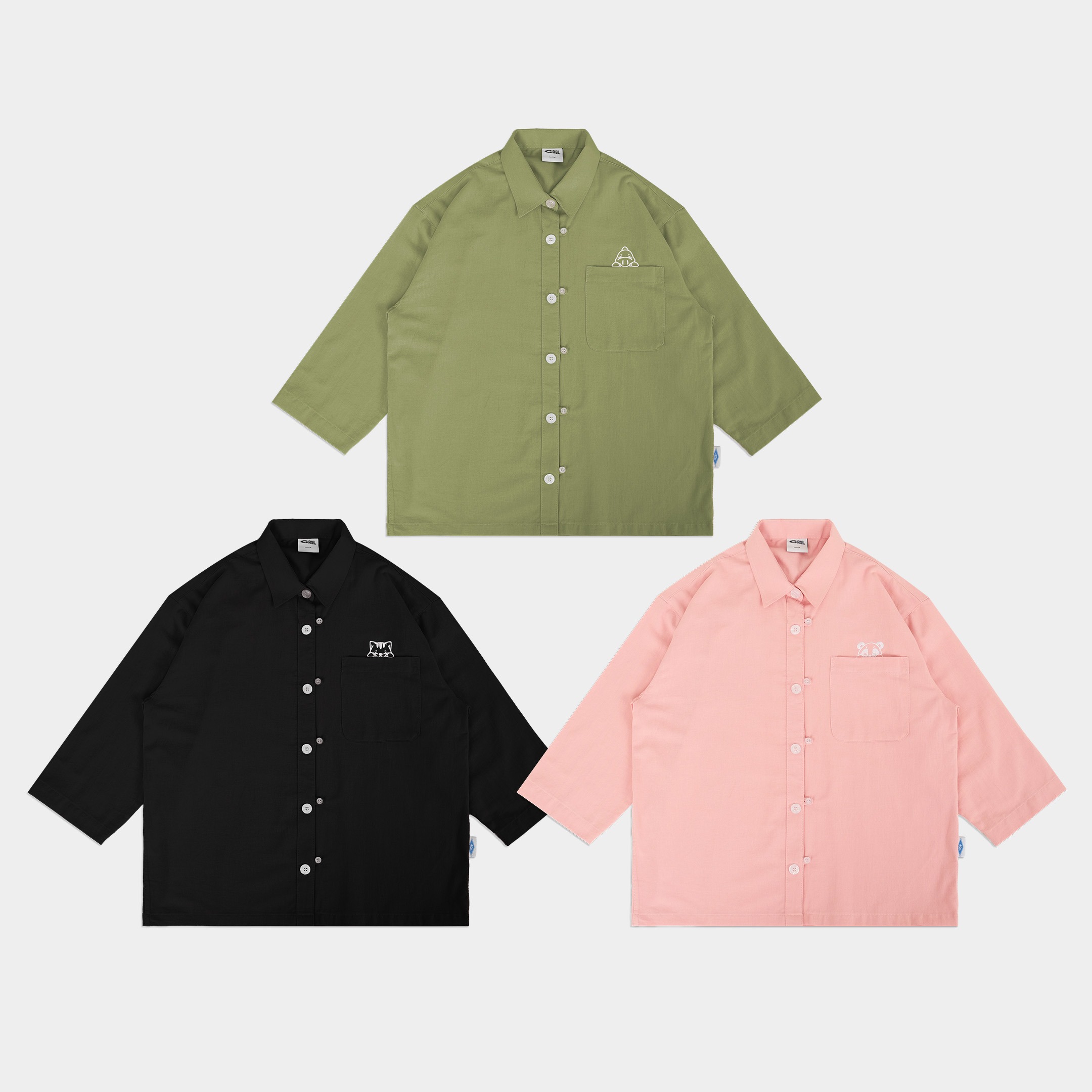 CRSL Vida Shirt | Atasan Kemeja Raya Lebaran Linen | Unisex pria wanita lengan 3/4 Couple Basic