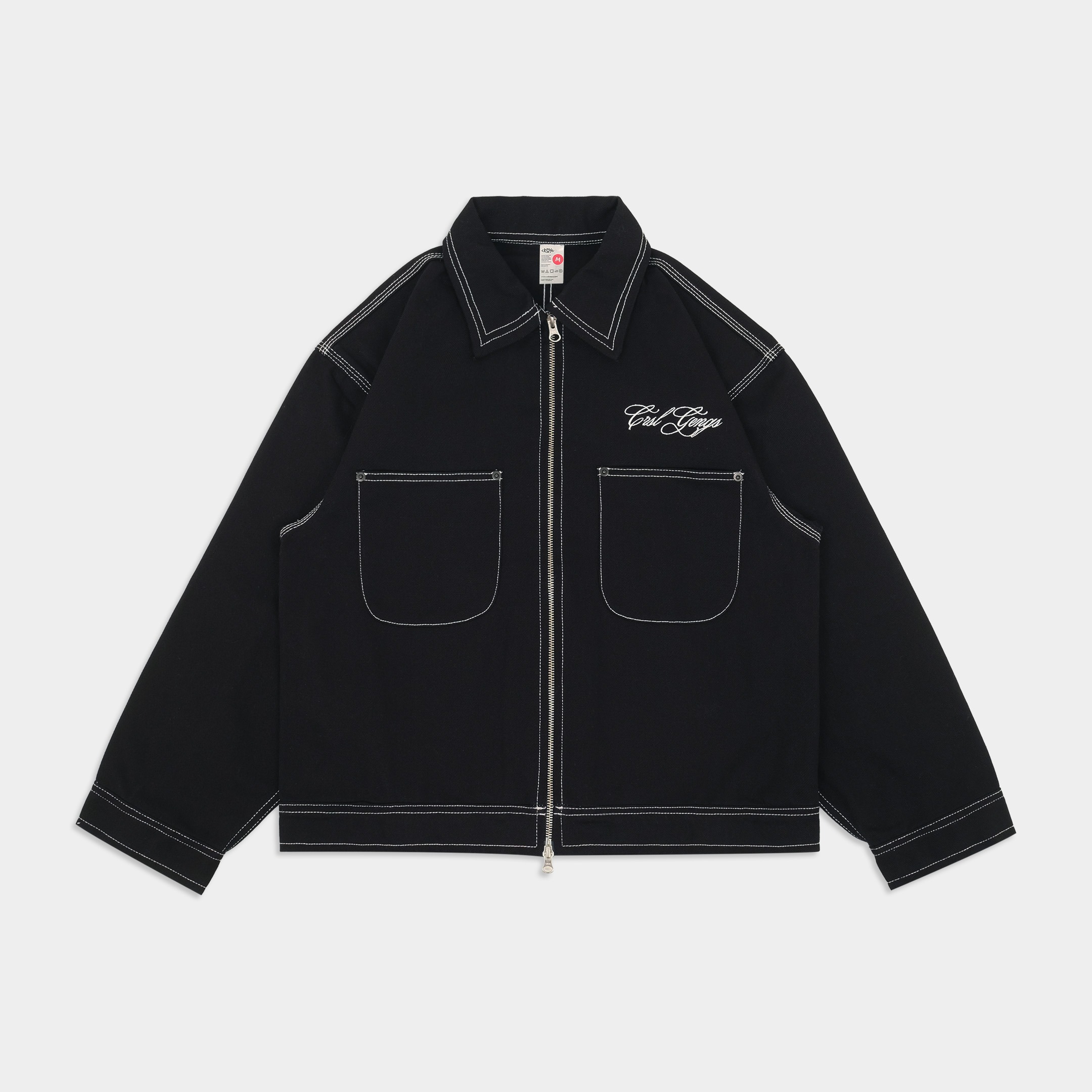 CRSL Jatta Work Jacket | Unisex Boxy Oversized Denim | Double Zip Basic Twill | Pria Wanita