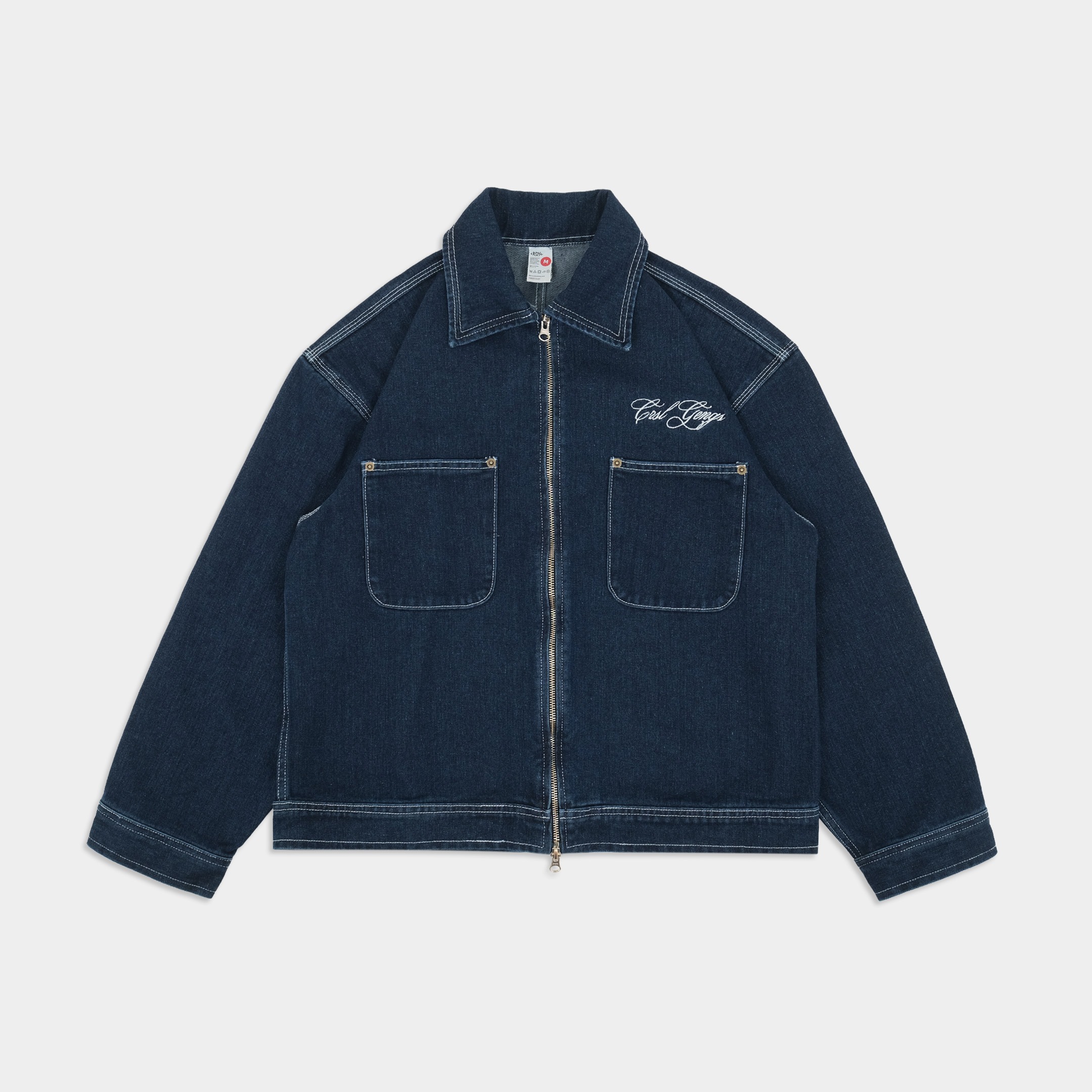 CRSL Jatta Work Jacket | Unisex Boxy Oversized Denim | Double Zip Basic Twill | Pria Wanita