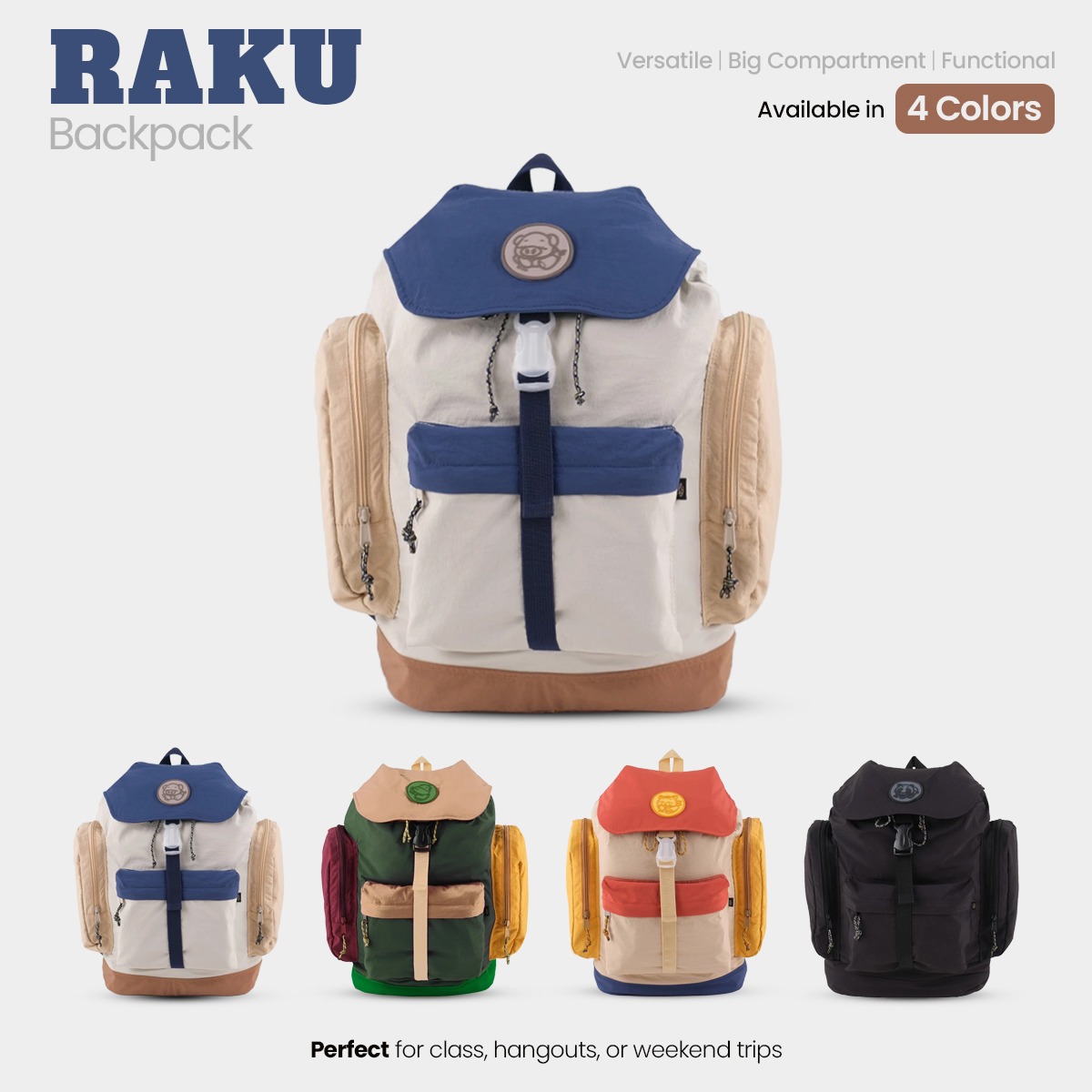 CRSL Raku Backpack Series I Ransel I Travelling Bag I Tas Sekolah I Tas Laptop Kuliah I Pria Wanita Ransel Sedang Kampus Sekolah | Tas Laptop | Bagpack | Tas sekolah | Tas ransel | Ransel | Tas Pria | Tas wanita