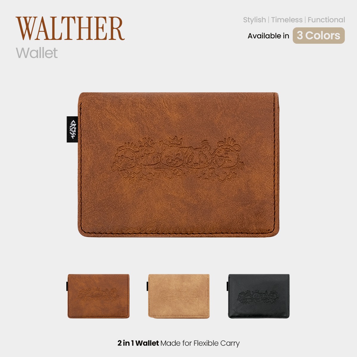 CRSL Walther Wallet | Extra Card Holder | Dompet Kulit Kecil Pria Wanita | 2 in 1 Wallet