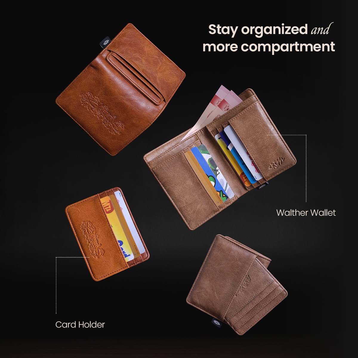 CRSL Walther Wallet | Extra Card Holder | Dompet Kulit Kecil Pria Wanita | 2 in 1 Wallet