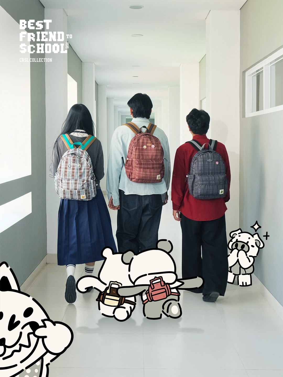 CRSL Haru Backpack I Pattern Backpack I Tas Sekolah I Tas Kuliah I Unisex