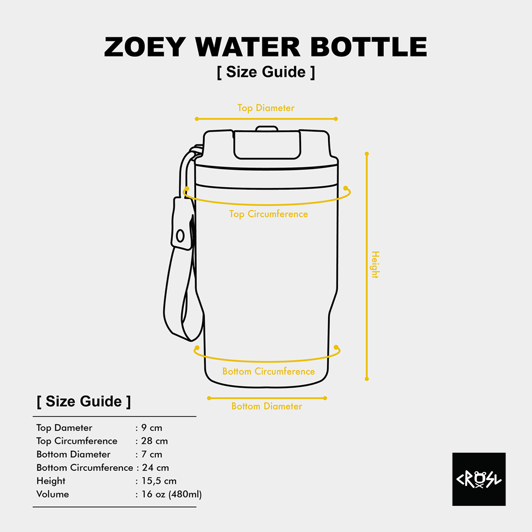 CRSL Zoey Water Bottle I Botol Tempat minum I Tumbler I Tumblr Travel Bottle Stainless 480ml 16oz