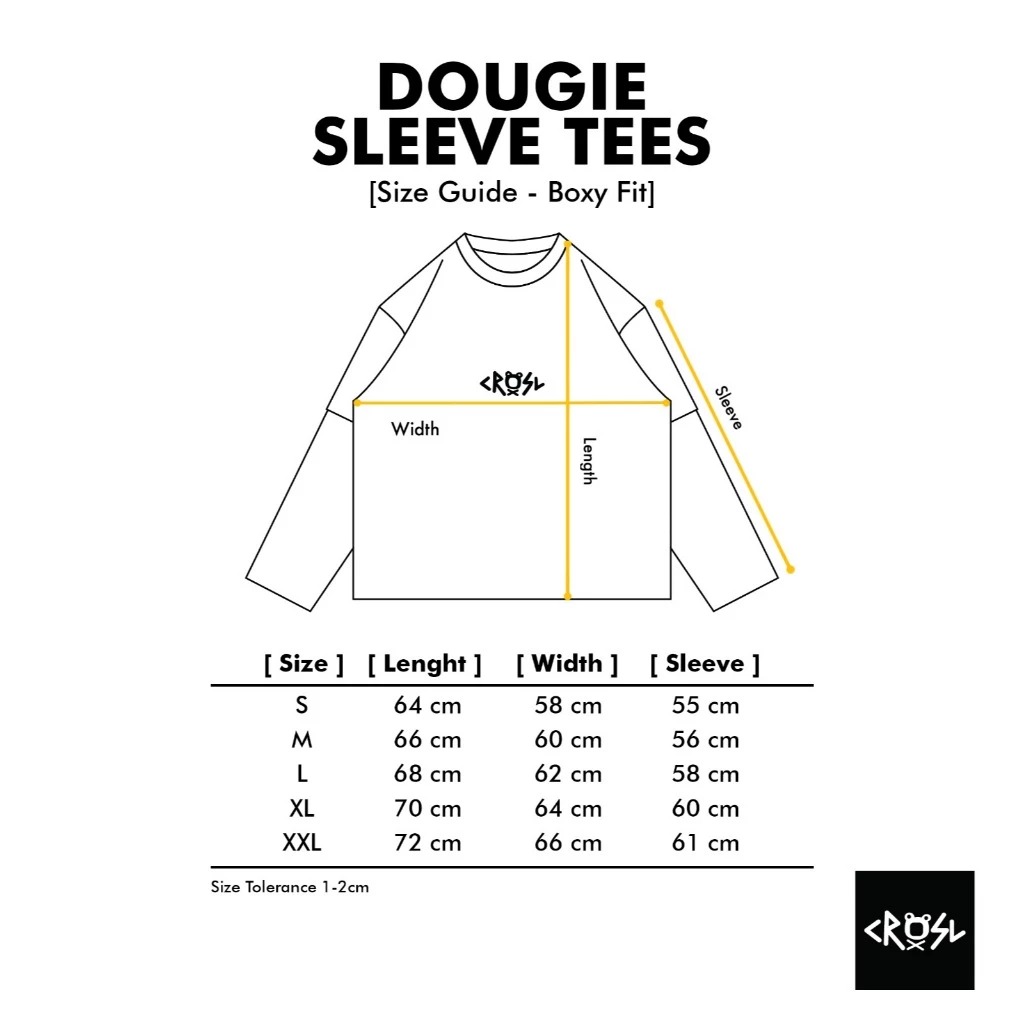 CRSL Dougie Long Sleeve Tees | T-shirt Double Sleeve Kaos Lengan Panjang Tee Boxy Unisex Atasan Pria Wanita