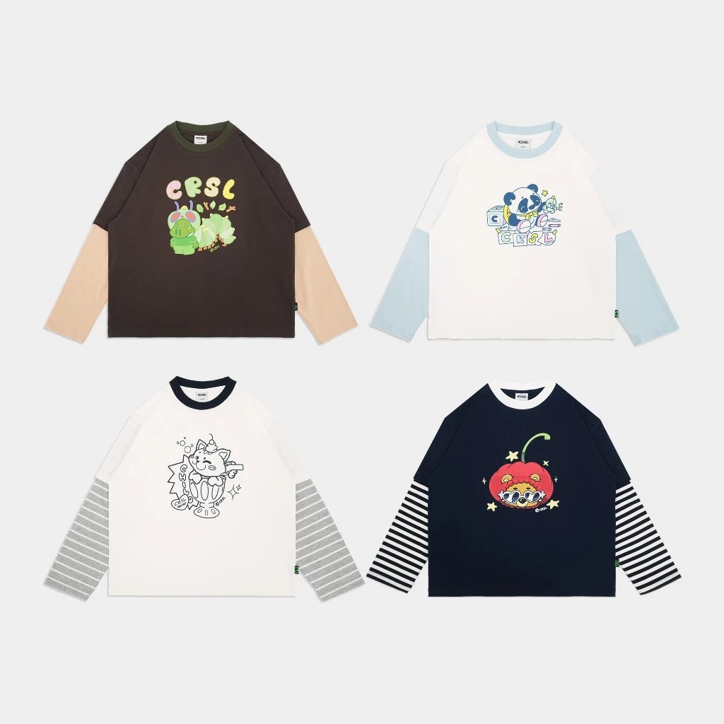CRSL Dougie Long Sleeve Tees | T-shirt Double Sleeve Kaos Lengan Panjang Tee Boxy Unisex Atasan Pria Wanita