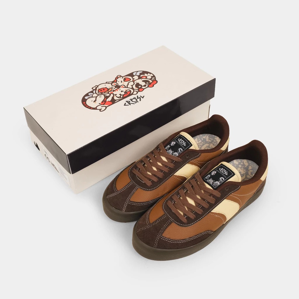 CRSL Choco Slyde Sneakers Brown I Sepatu Bertali I Sporty I Unisex Pria Wanita