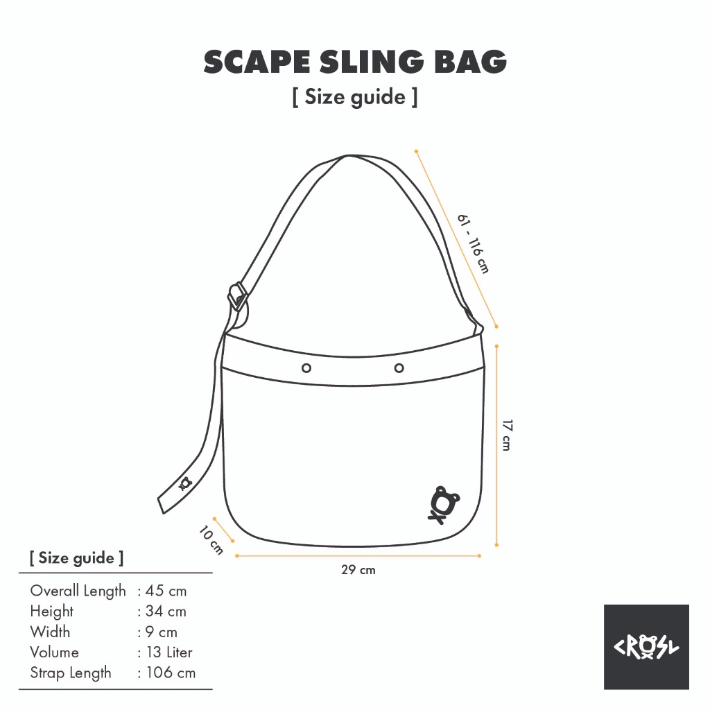 CRSL Scape Slingbag Black| Newspaper Bag | Sling bag Laptop | Tas Selempang Unisex Pria Wanita