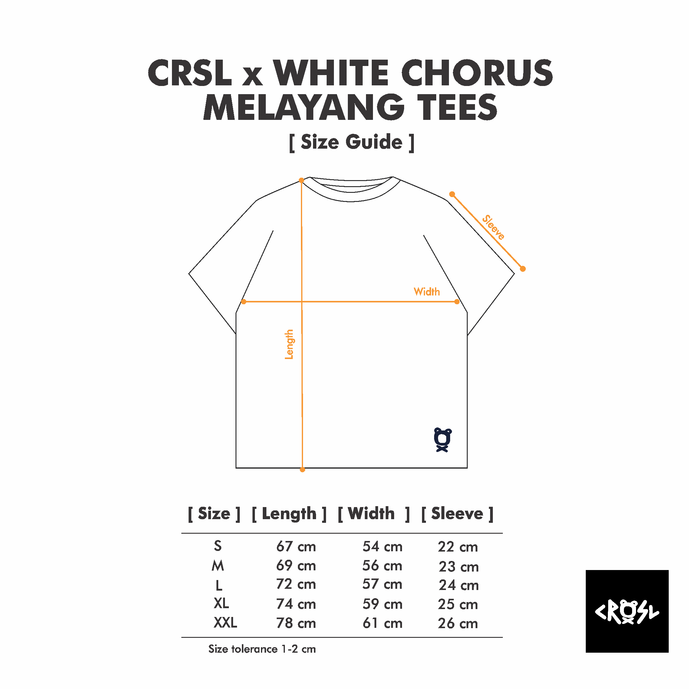 CRSL X WHITE CHORUS MELAYANG TEES BLACK 