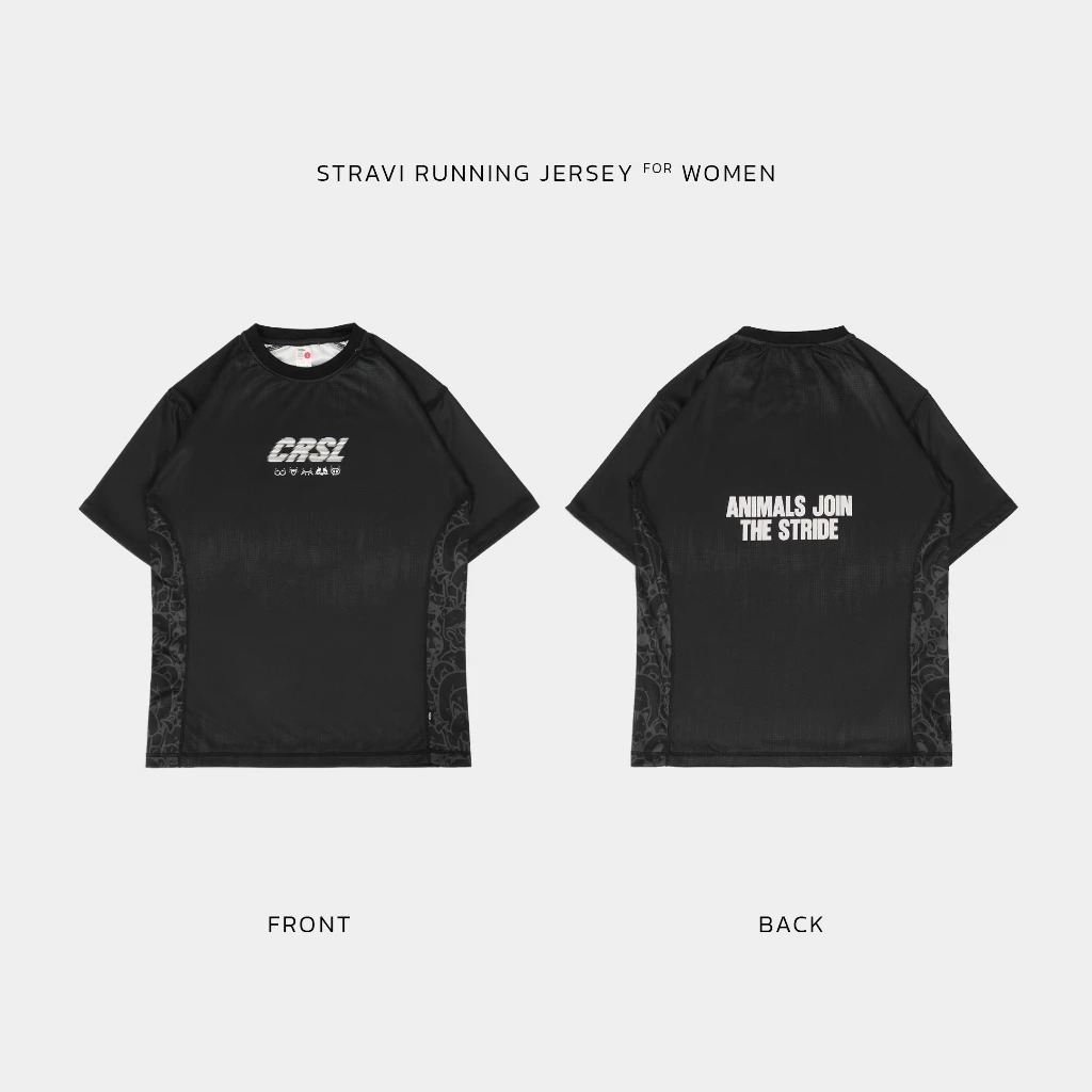 CRSL Stravi Jersey Black | Women's Short Sleeve Running Jersey Top Baju Olahraga Dry Fit Lari Wanita