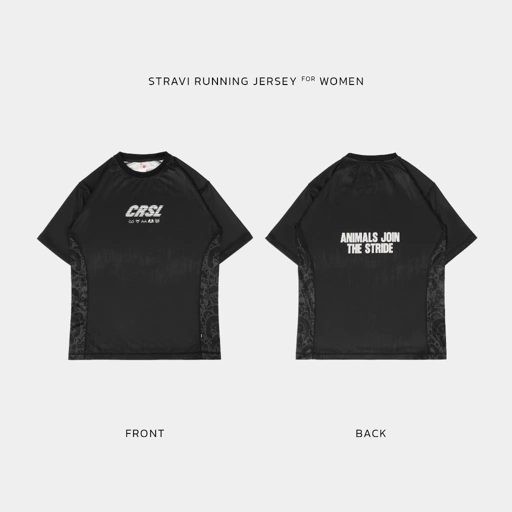 Image of CRSL Stravi Jersey Black | Women's Short Sleeve Running Jersey Top Baju Olahraga Dry Fit Lari Wanita