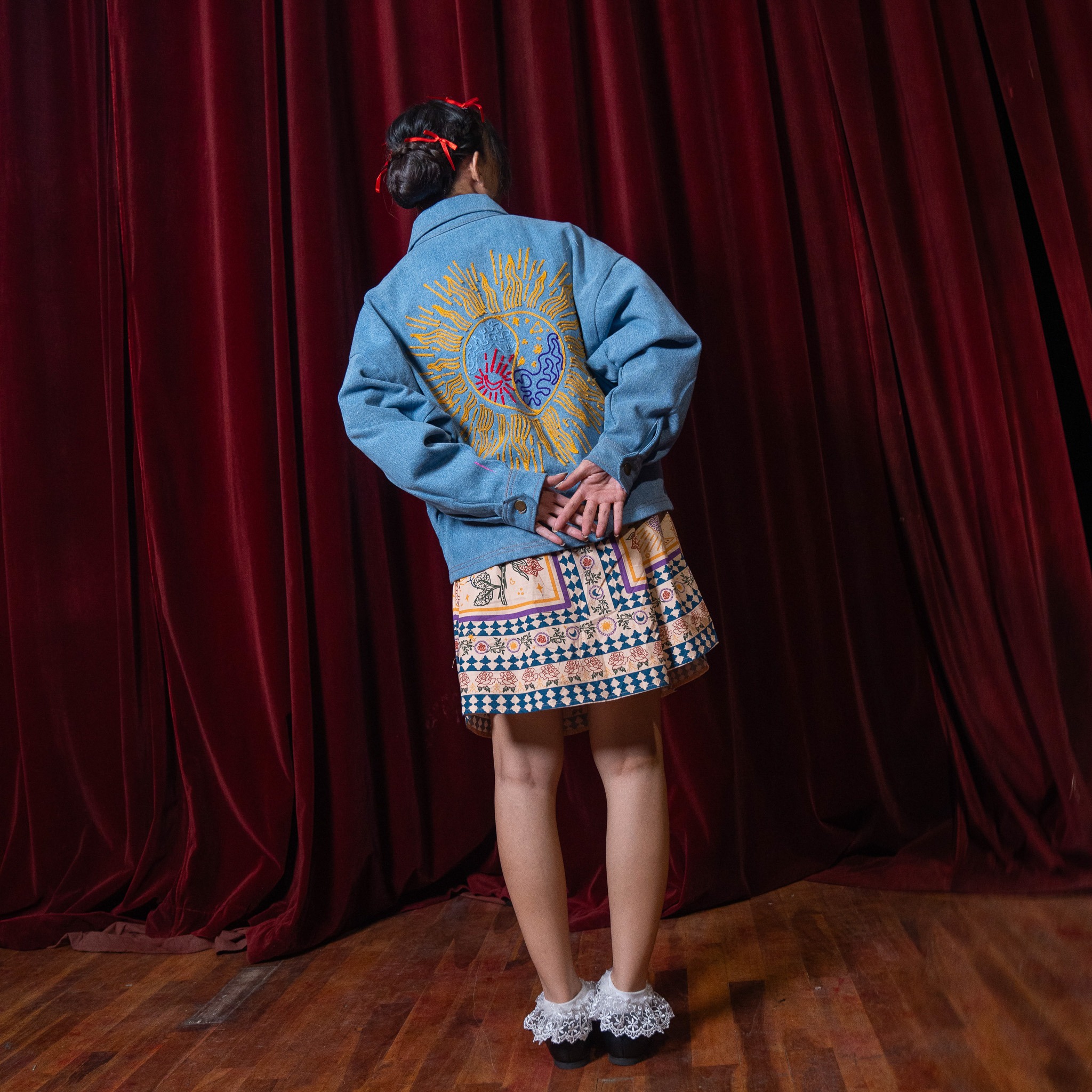 Phoenix Embroidery Jacket Light Blue Denim - Nonaetal X Dianable