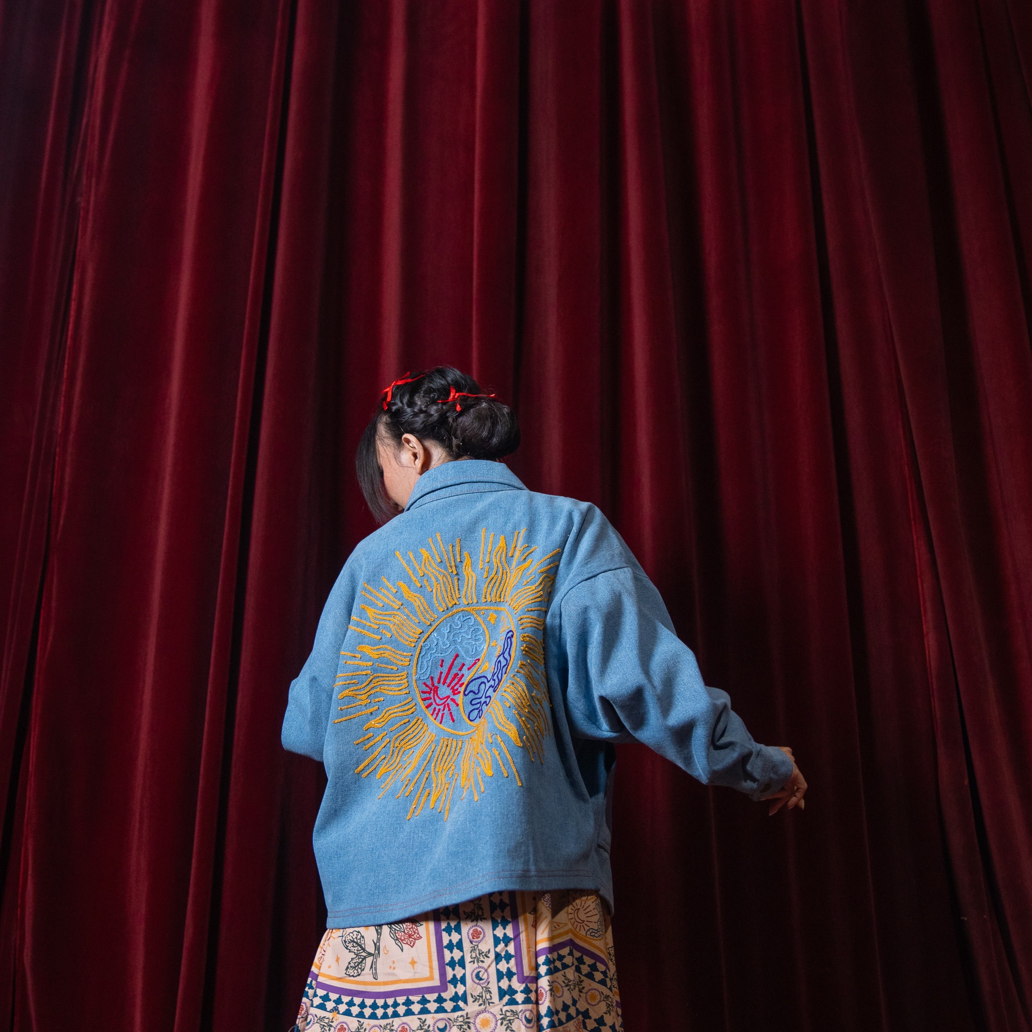 Phoenix Embroidery Jacket Light Blue Denim - Nonaetal X Dianable