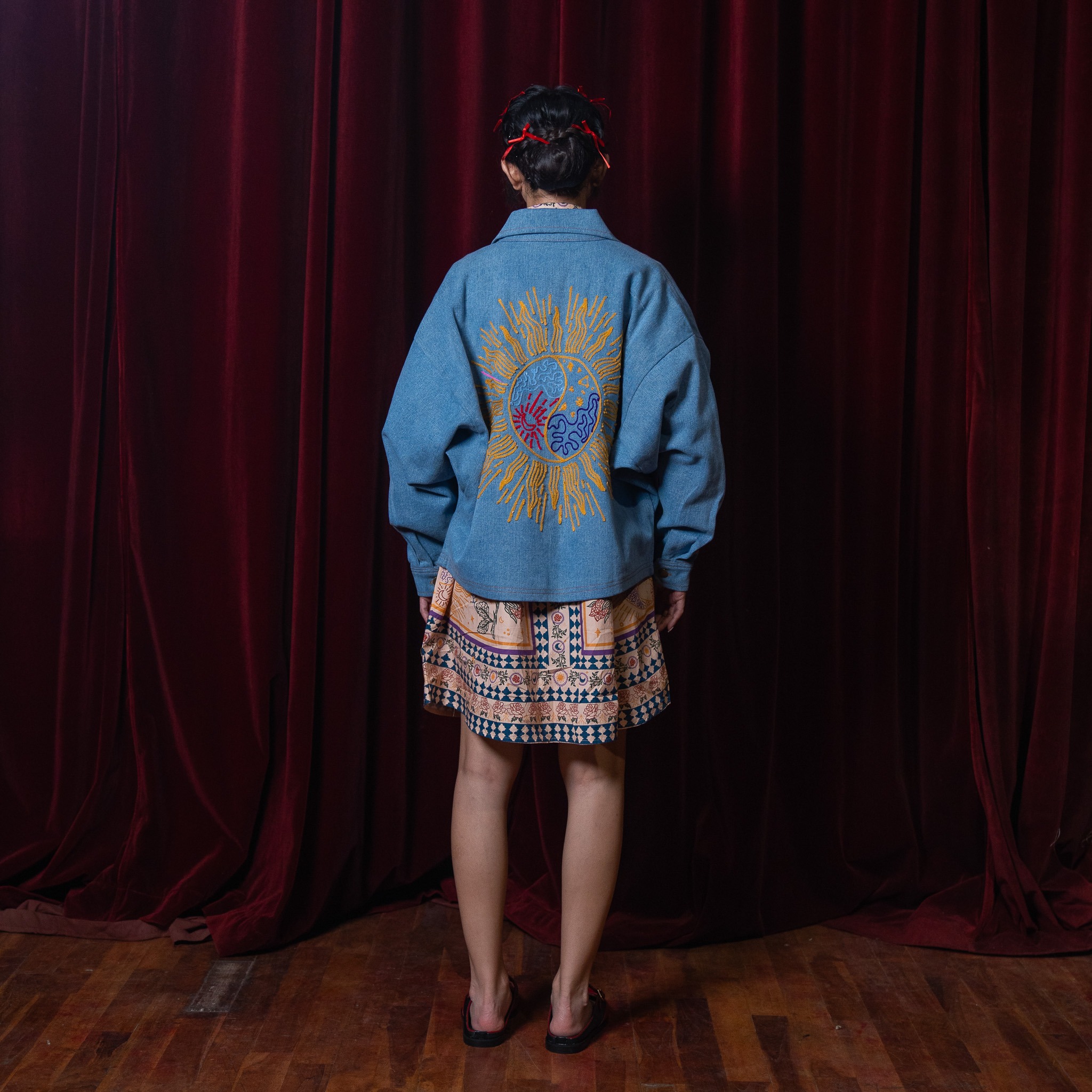 Phoenix Embroidery Jacket Light Blue Denim - Nonaetal X Dianable