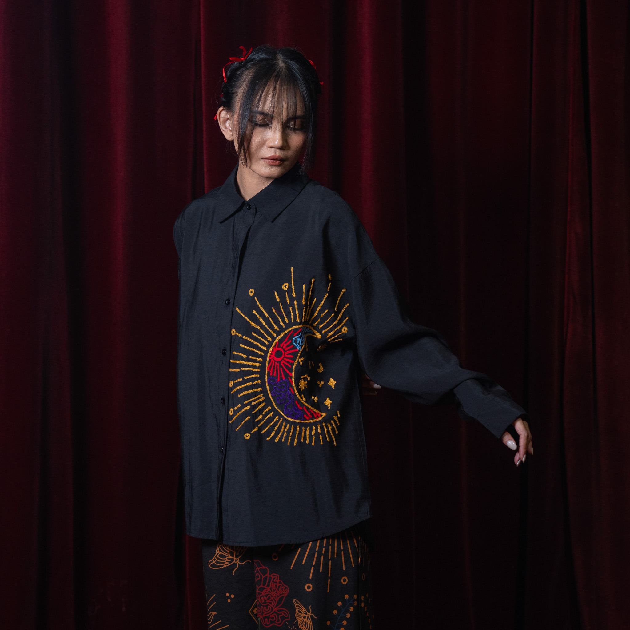 Phoenix Embroidery Shirt Black - Nonaetal X Dianable