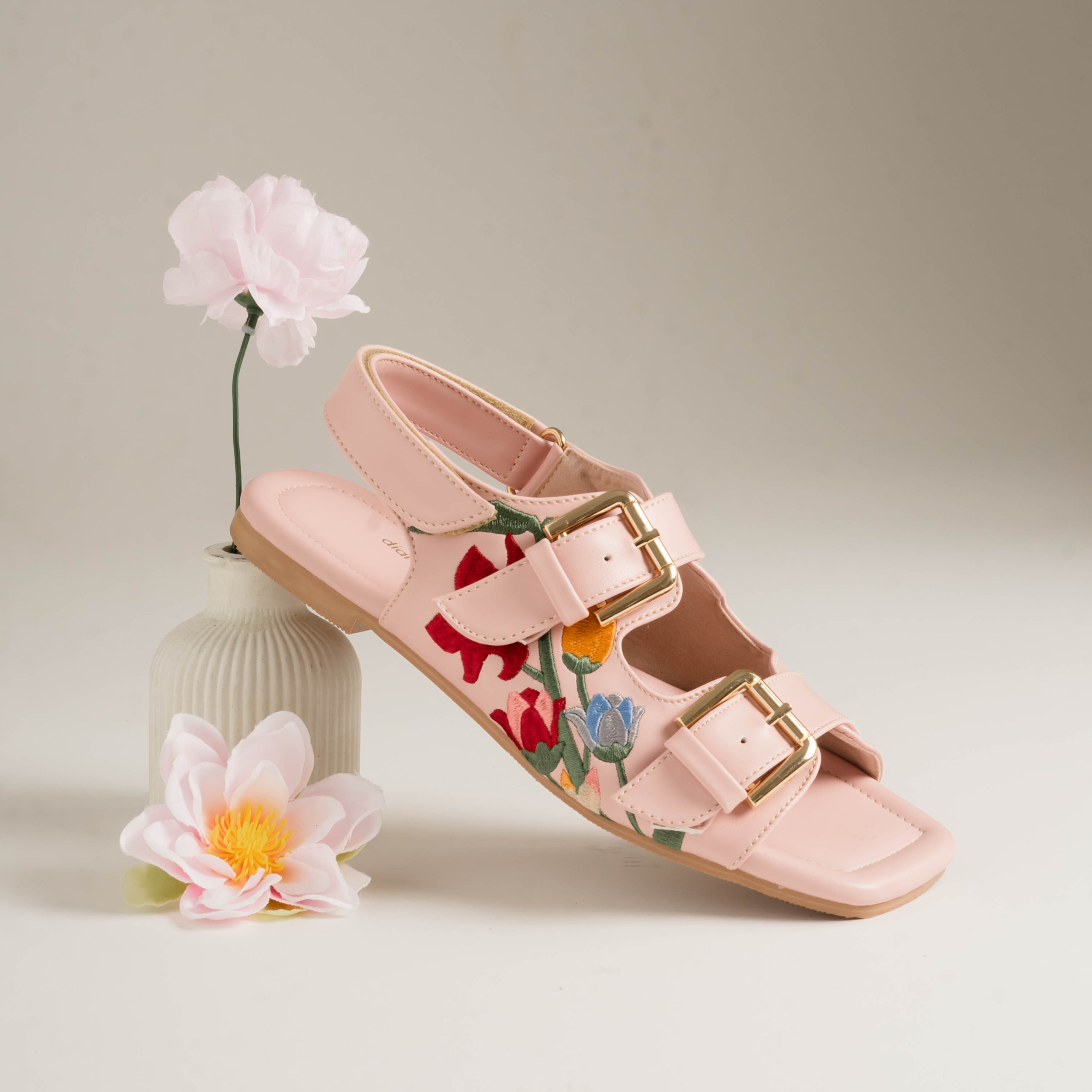 Flea Pink Flat Sandals Dianable x Nabila Ishma