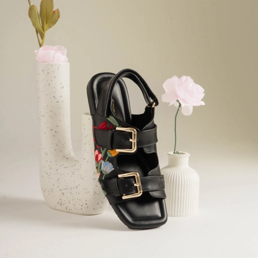 Image of Flea Black Flat Sandals Dianable x Nabila Ishma