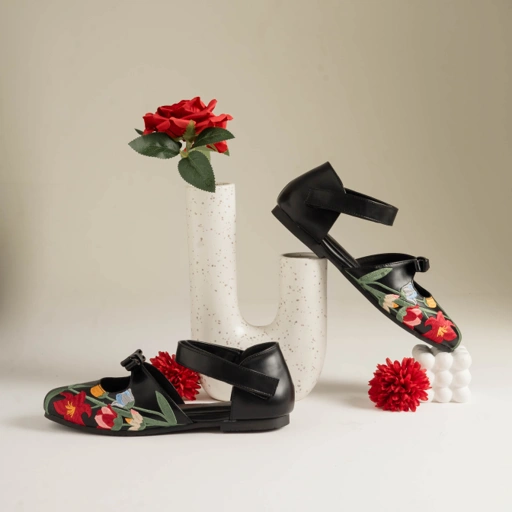 Image of Rosie Black Flat Shoes Dianable x Nabila Ishma