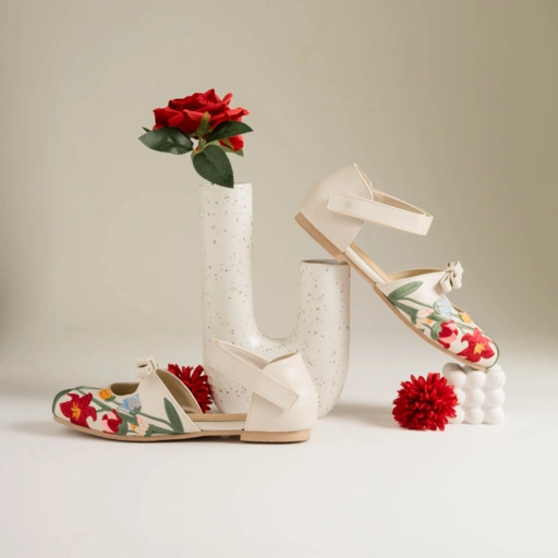Image of Rosie Cream Flat Shoes Dianable x Nabila Ishma